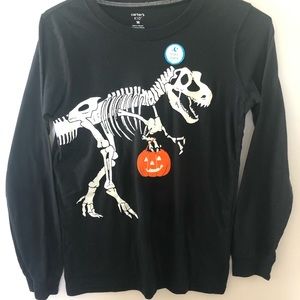 Carter’s Kid Dinosaur Halloween Black Glow in Dark Long Sleeve T-shirt